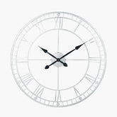 Antique Silver Metal Round Wall Clock